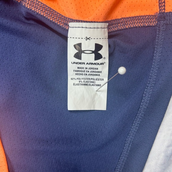 Gorpcore Under Armour Dark Blue Athletic Top with Turquoise/Orange Trim. Size L. - Picture 6 of 8